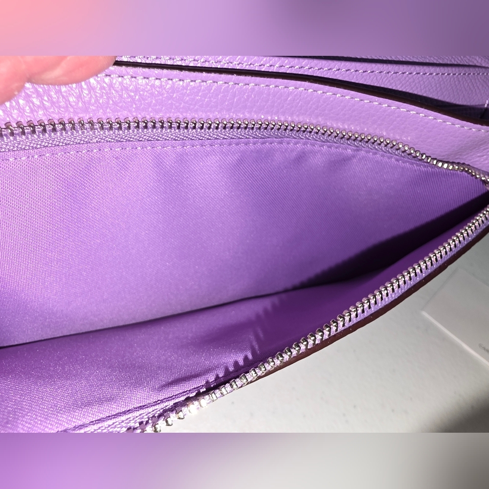 Coach Lavender Pebbled Leather Crossbody Clutch - Picture 4 of 11